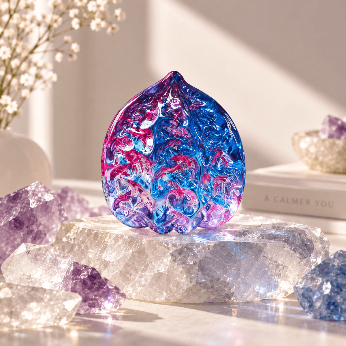 Iridescent Carved Walnut Pocket Fidget