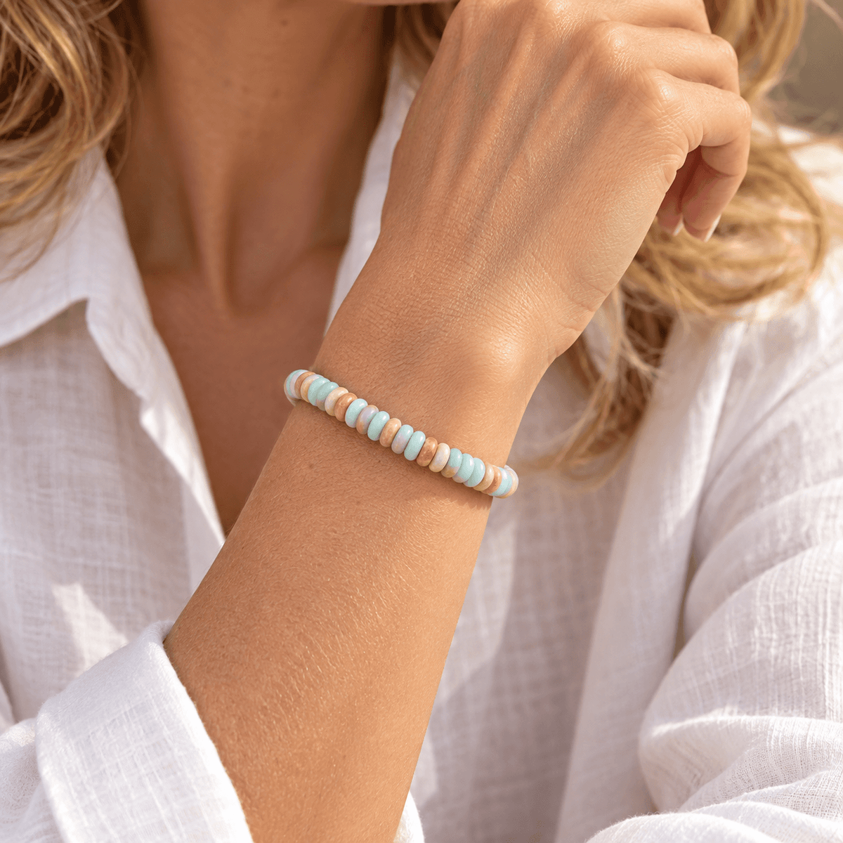 Agate Disc Bead Cord Bracelet