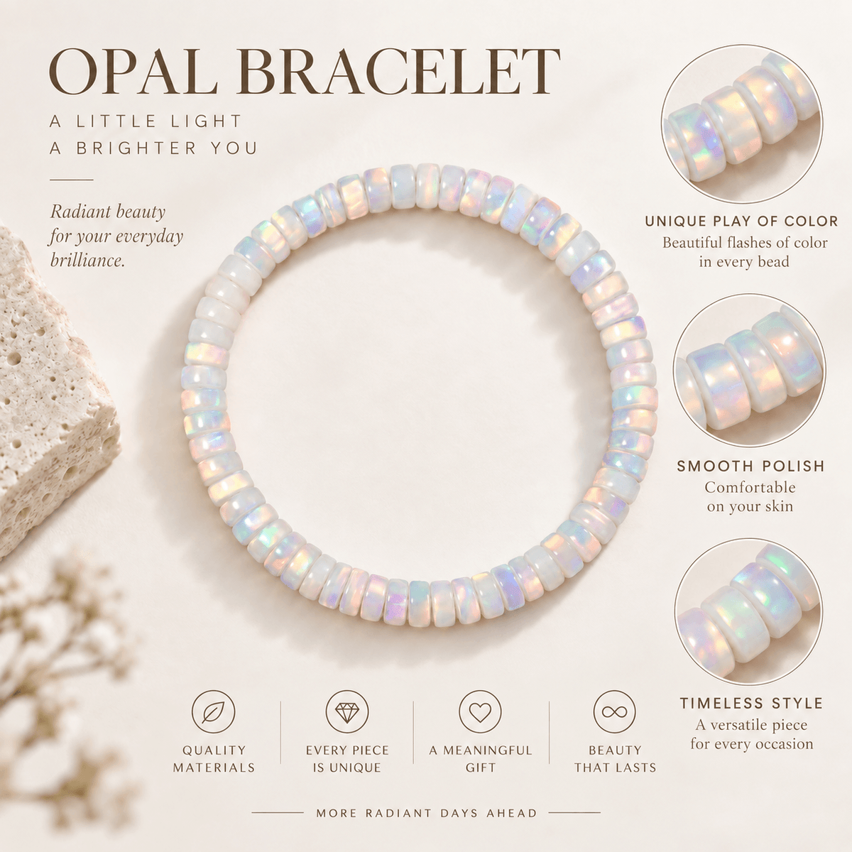 Aurora Iridescent Opal Disc Bracelet