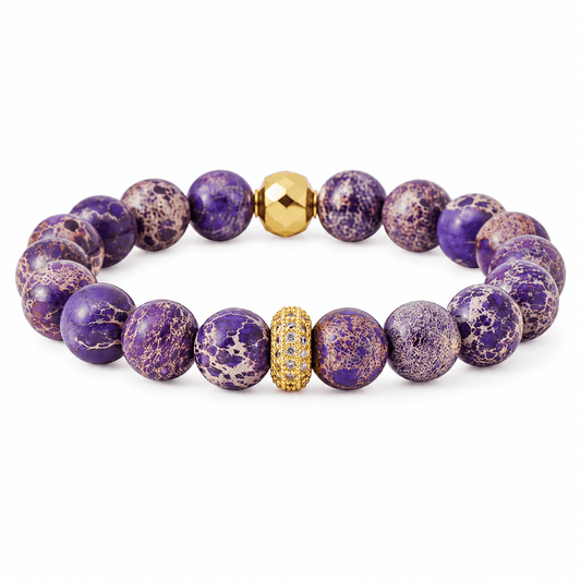 Marbled Natural Stone Bead Bracelet