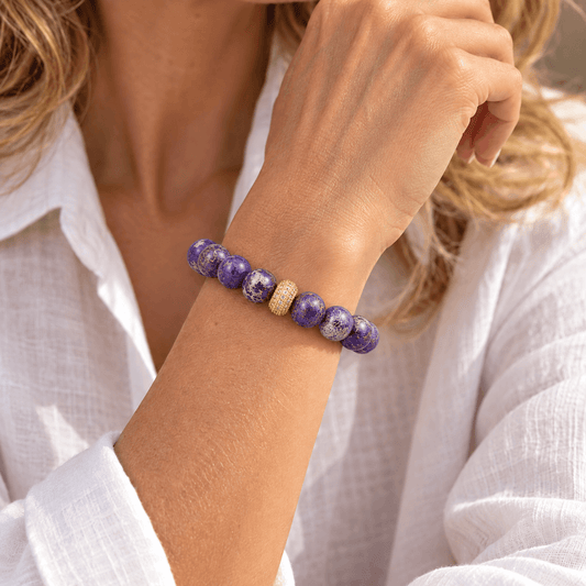Marbled Natural Stone Bead Bracelet