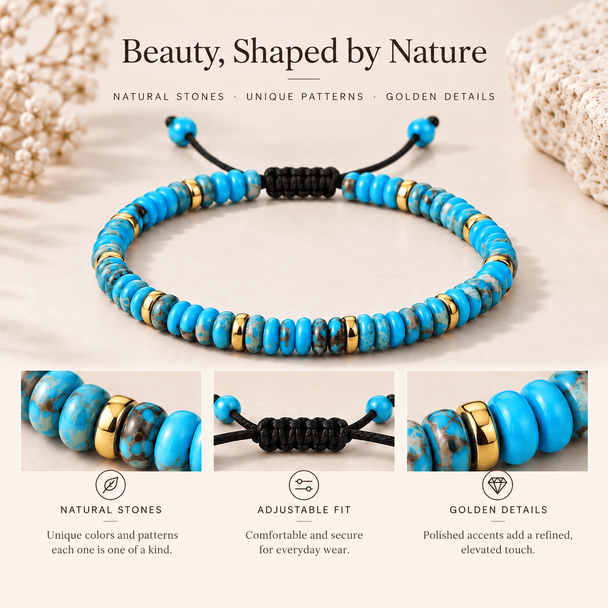 Agate Disc Bead Cord Bracelet