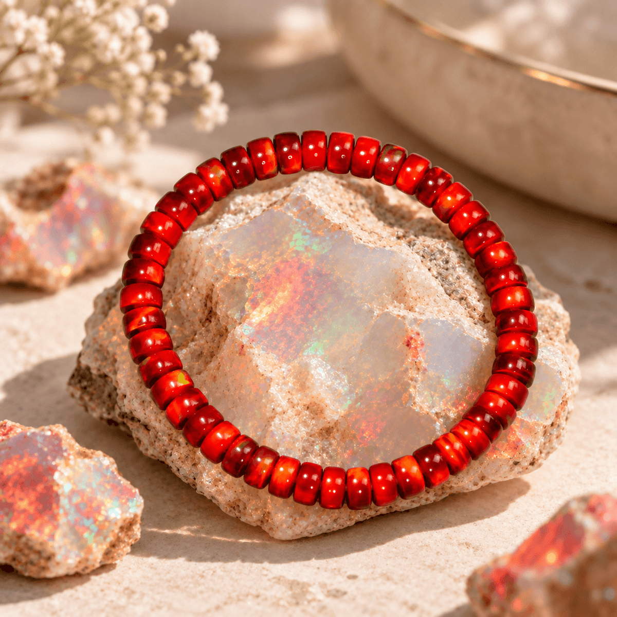Aurora Iridescent Opal Disc Bracelet