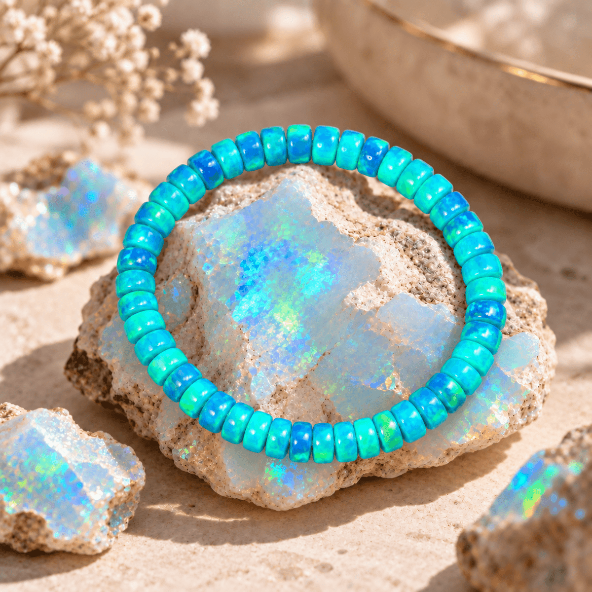 Aurora Iridescent Opal Disc Bracelet