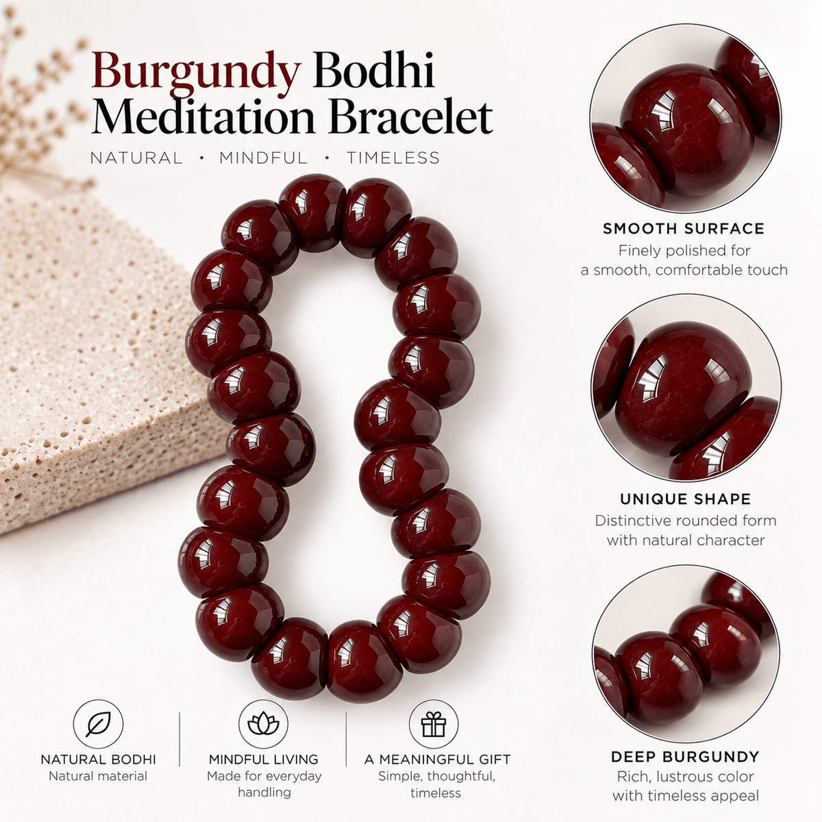 Natural Bodhi Garlic-Clove Fidget Bracelet
