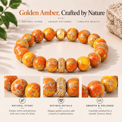 Marbled Natural Stone Bead Bracelet