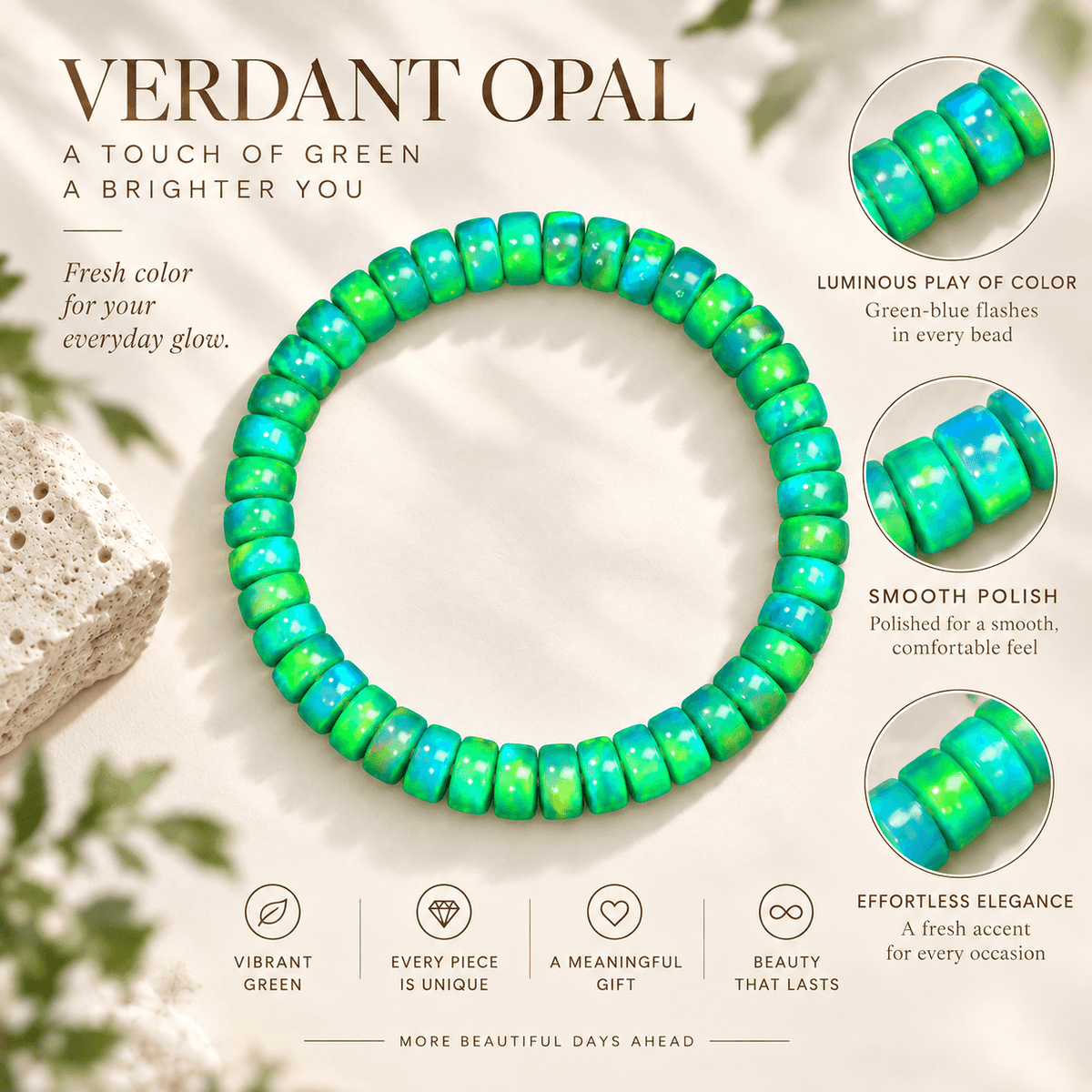 Aurora Iridescent Opal Disc Bracelet