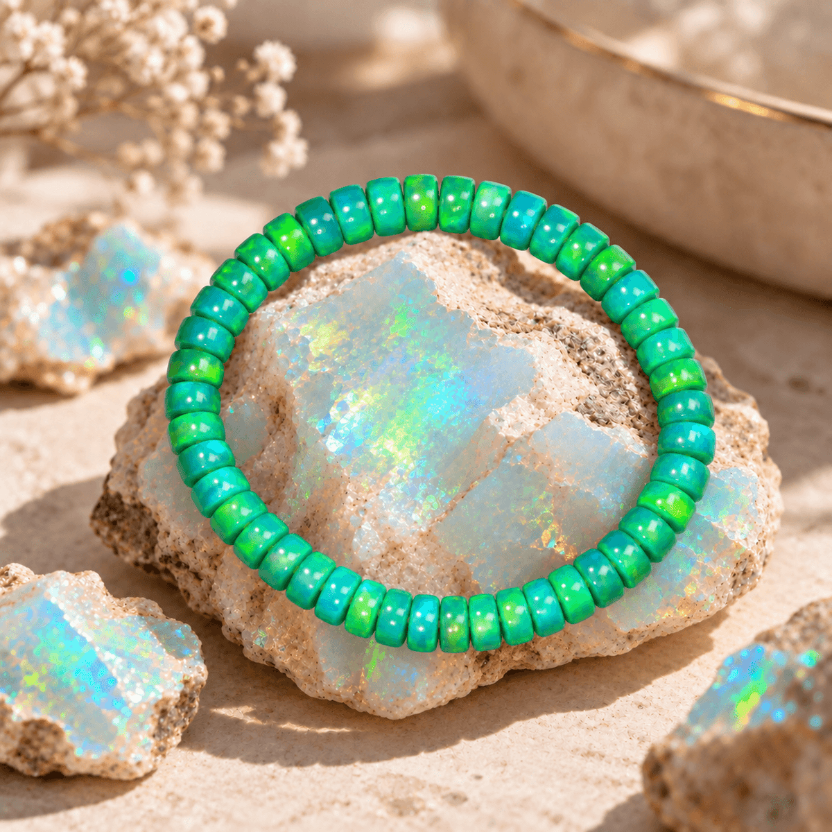 Aurora Iridescent Opal Disc Bracelet