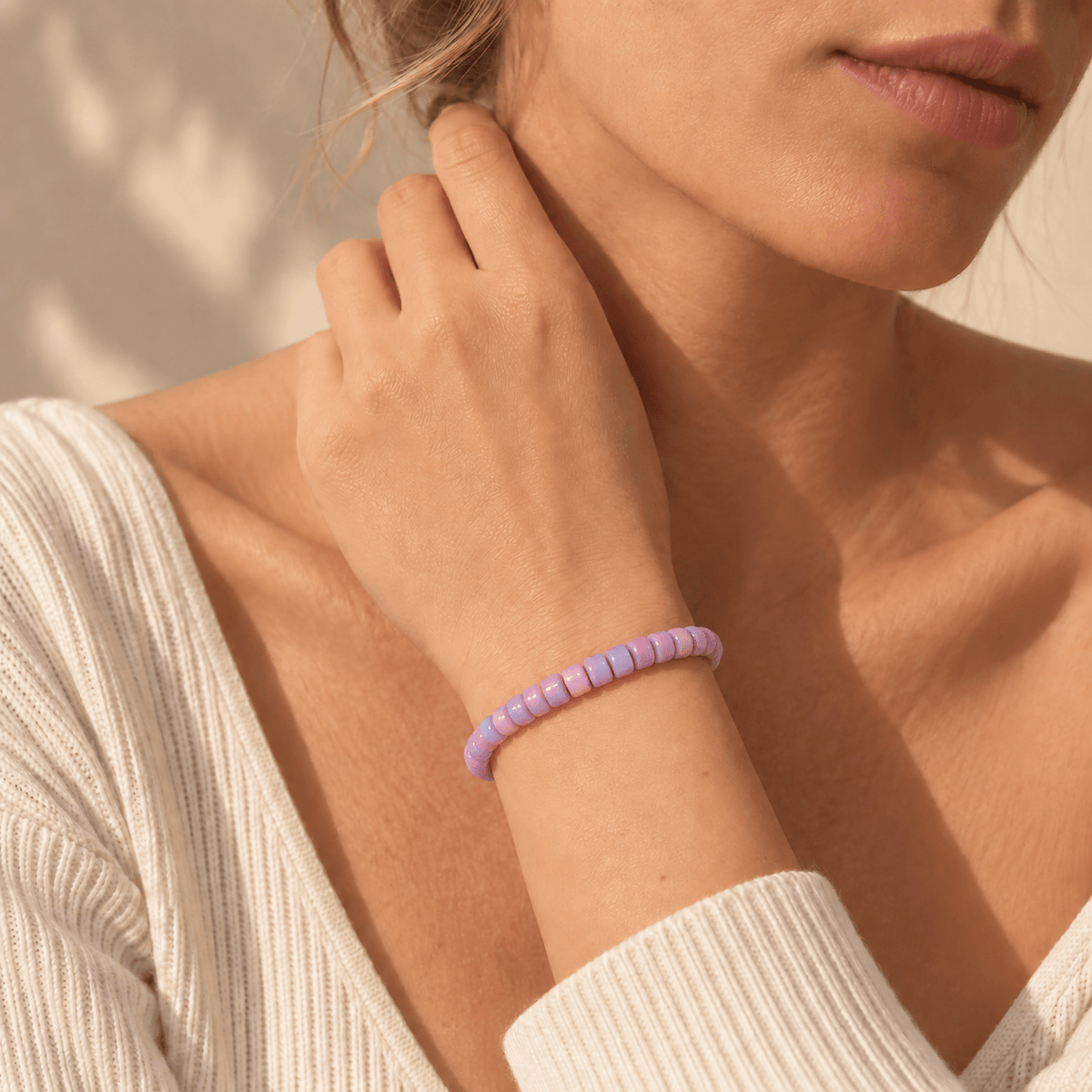 Aurora Iridescent Opal Disc Bracelet