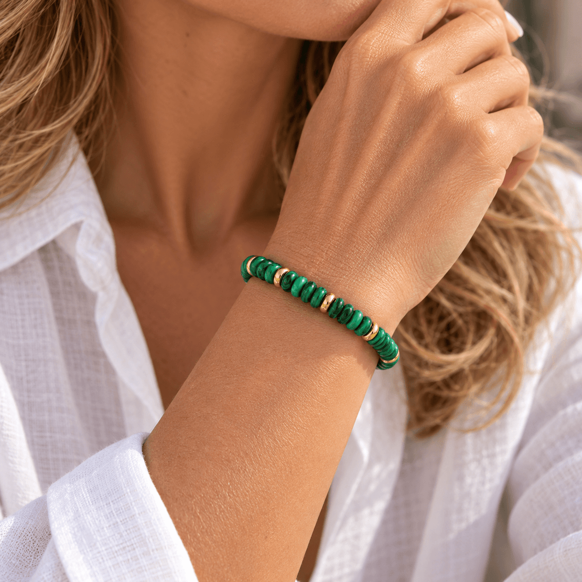 Agate Disc Bead Cord Bracelet