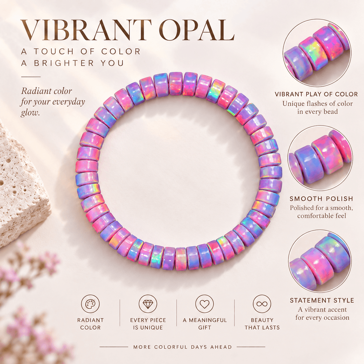 Aurora Iridescent Opal Disc Bracelet