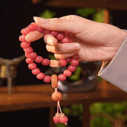 Plum Purple Bodhi Root Bracelet  Double-Wrap Beads