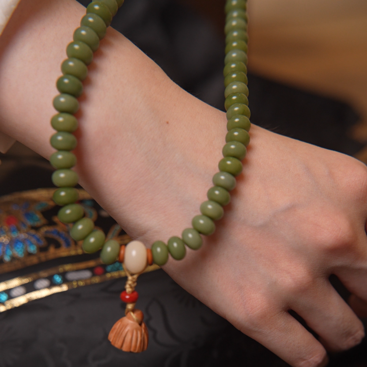 Green Lotus Bodhi Wrap Bracelet