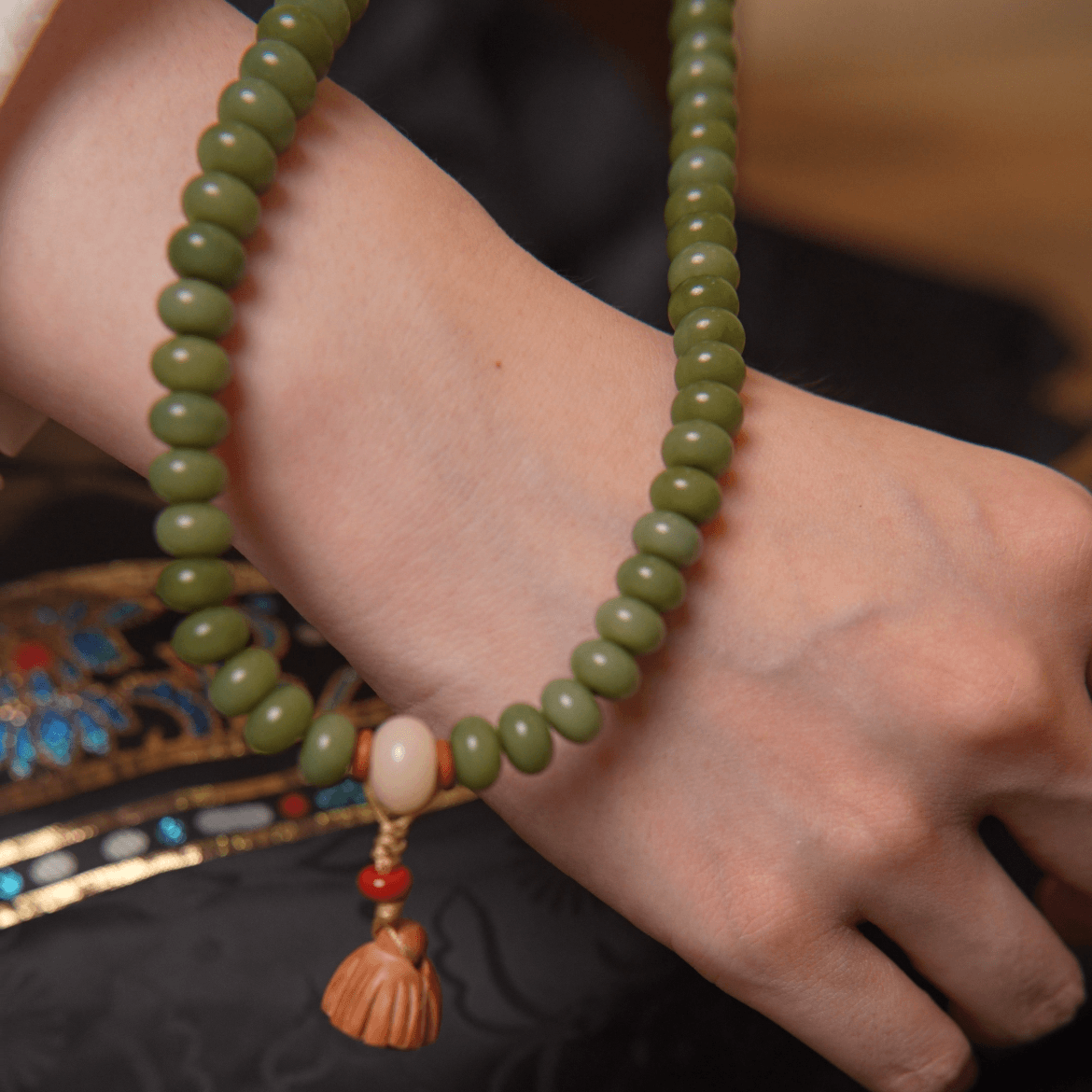 Green Lotus Bodhi Wrap Bracelet