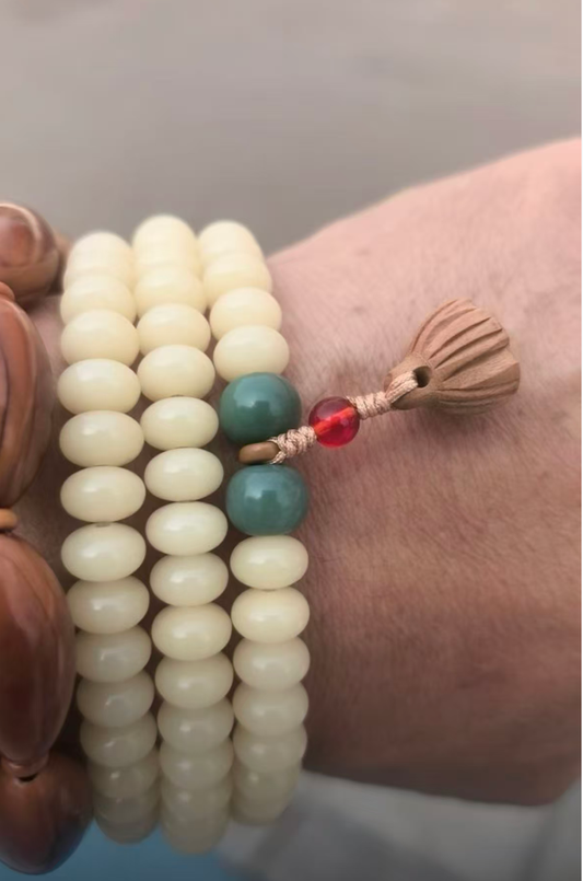 White Bodhi Seed Wrap Bracelet
