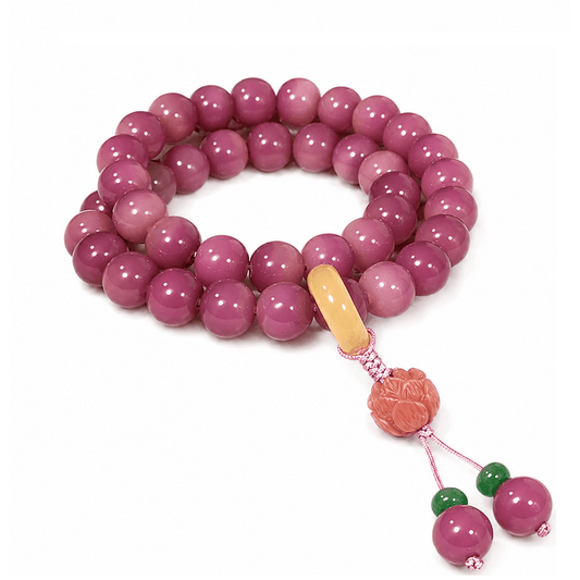 Plum Purple Bodhi Root Bracelet  Double-Wrap Beads
