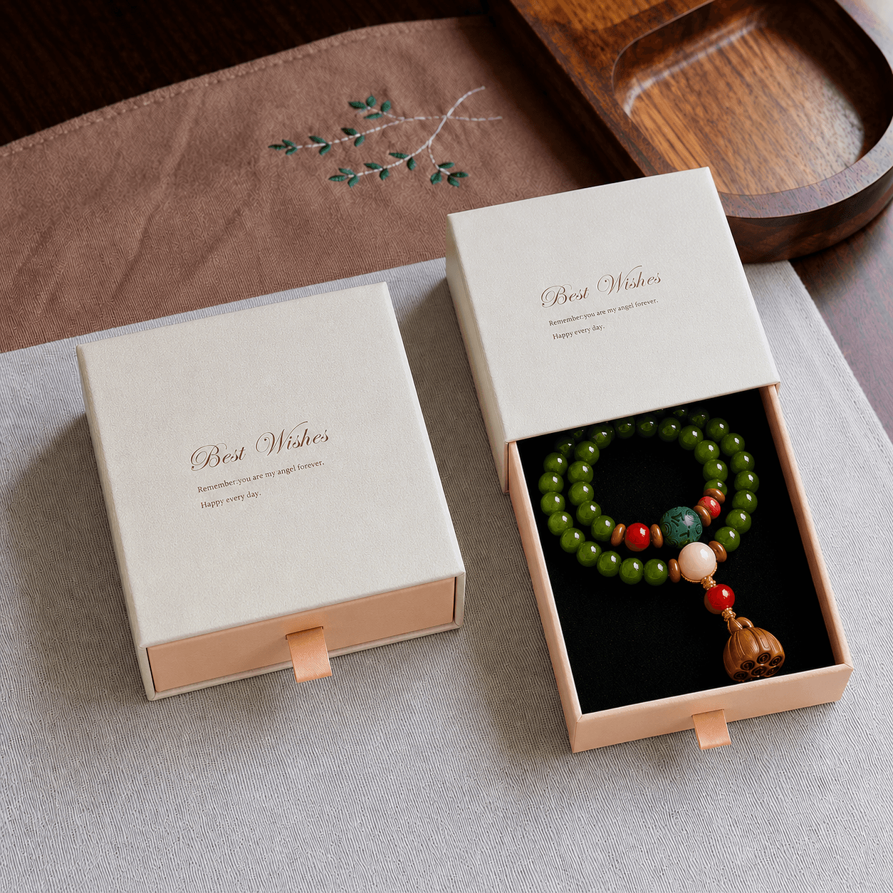 Green Lotus Bodhi Wrap Bracelet