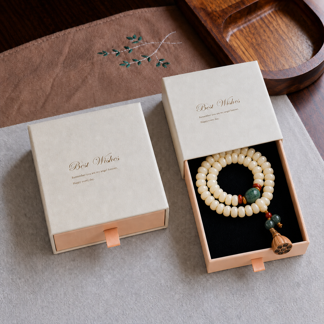White Bodhi Seed Wrap Bracelet
