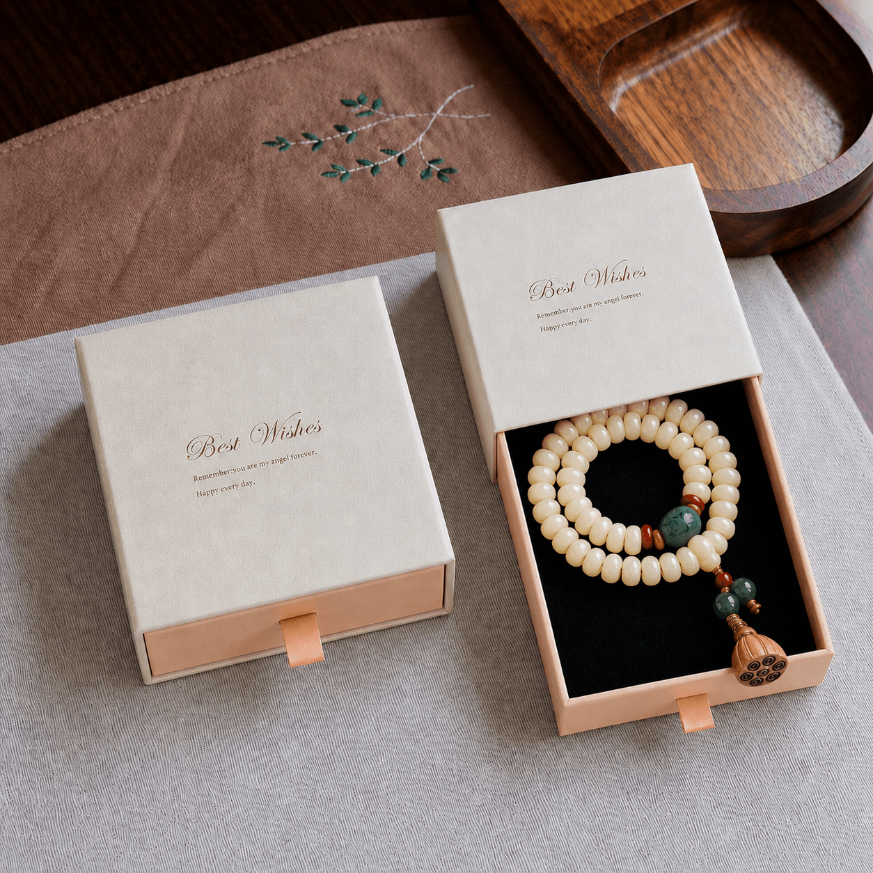White Bodhi Seed Wrap Bracelet