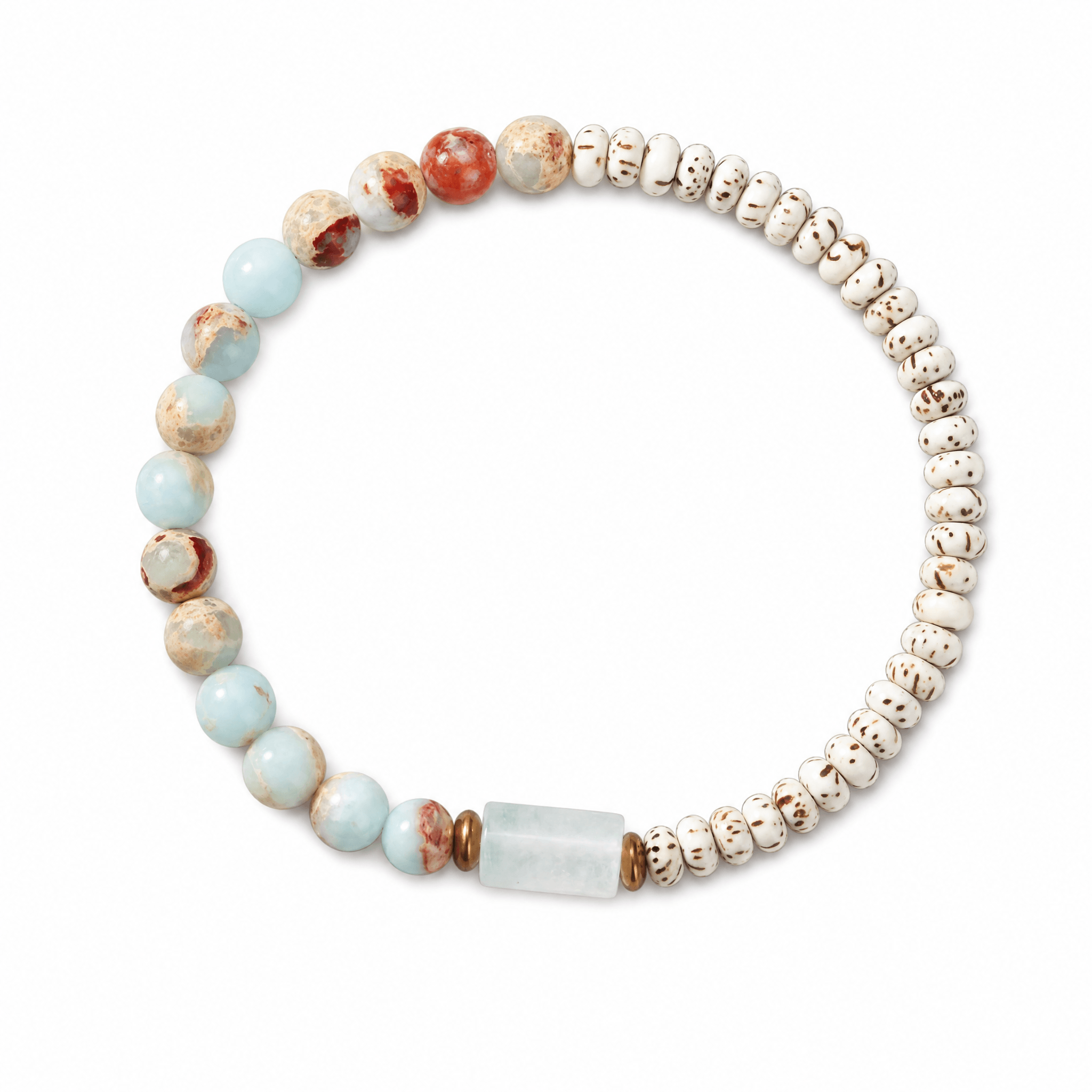 Star & Moon Bodhi Bracelet with Natural Shoushan Stone